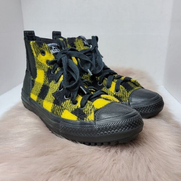 Converse x Woolrich Casual Chelsea Boot Shoe Black Yellow Sneaker Size 8.5 - Picture 1 of 10